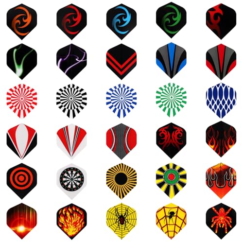 Accmor 90pcs Dart Flights Set - Black, Red & Yellow Standard Replacement Flights for Steel Tip & Soft Darts