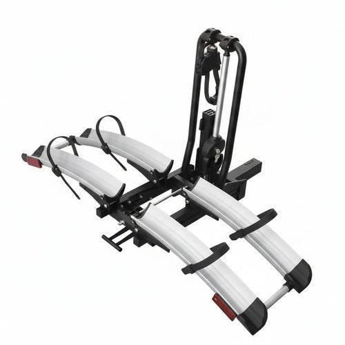 Terraysun Bike Rack for Car, 140 lbs Capacity Aluminum Electric Bike Carrier with Wheels for Easy Roll-Away Storage, Foldable for 5.5" Fat Tires with Anti-Rattle Device & Tool-Free Installation