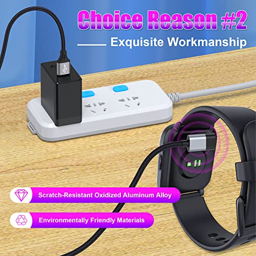 AGVEE 2 Pack 3.3ft Charger Cable for Garmin Watch, L-Shape Braided Charging Cord for Fenix, Forerunner, Vivoactive, Instinct, Venu, Tactix, Approach, D2, Quatix Series, Dark Gray