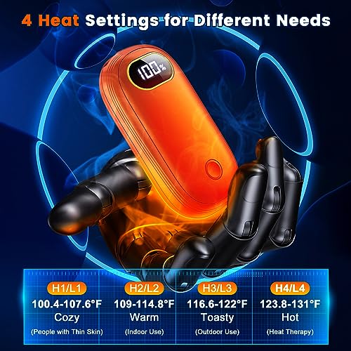 Rechargeable Hand Warmers with Flashlight & LED Display 2 Pack - Orange