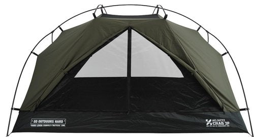 CAMVIL Crab 2 Person Double Layer Black Canvas Cotton Tent, Portable Breathable Easy Set Up Backpacking Tent (Green)