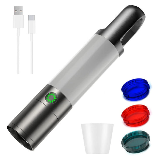poyoelf Zoomable Led Flashlight with COB Sidelight with Magnetic Hook,Rechargeable EDC Small Lantern Flashlight,Waterproof,Tactical Portable Handheld Torch for Camping,Hiking,Emergency,Home Use(Grey)