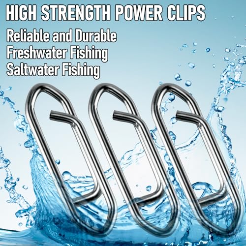 Alwonder 50-Pack Fishing Power Speed Clips, High Strength Stainless Steel Speed Clip for Fishing Lure Quick Change, Freshwater Saltwater Crankbait Popper Lures Quick Snap Connector Tackle