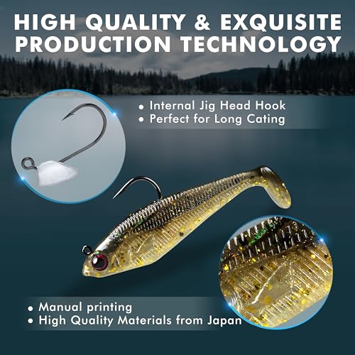 A-2 Inch 0.16oz Pre-Rigged Soft Fishing Lure Swimbaits for Bass Trout - Easy Catch