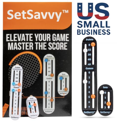 Black Tennis Score Keeper for Racket and Paddle - Point, Game, and Set Tracker - SetSavvy Two Pack