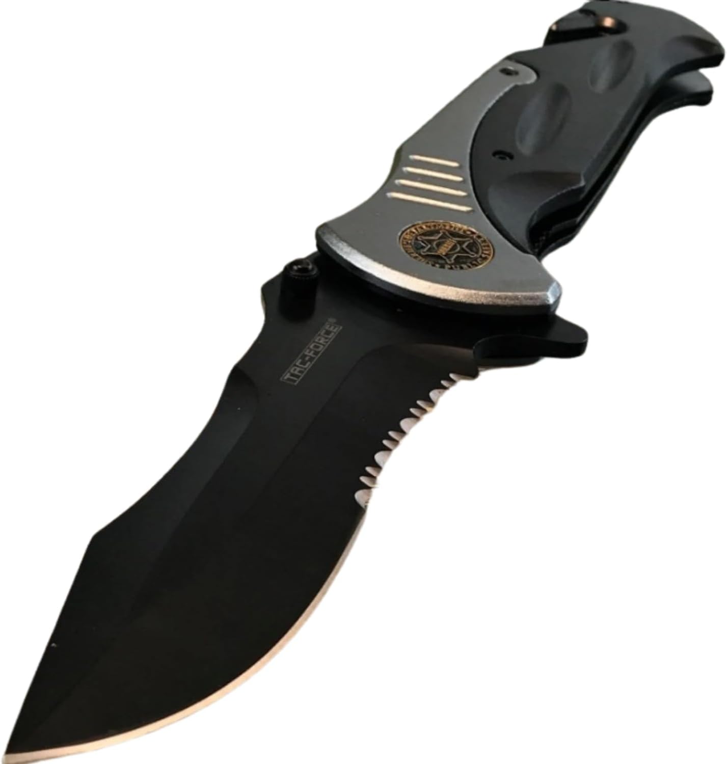 TAC-FORCE Extra Large Grey 10.5" Every Day Carry Hunting, Outdoor Rescue Style Folding Pocket Knife