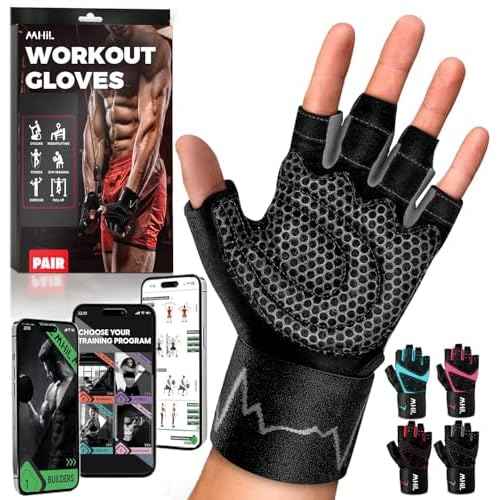 MhIL Workout Gloves for Men ? Comfortable Gym Gloves for Men with Enhanced Grip for Safety and Hand Protection ? Weight Lifting Protection with Wrist Wraps Support for Performance Boost and Style