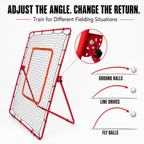 6 x 4 FT Baseball Rebounder Net with Strike Zone, Adjustable Pitch Back for Practice