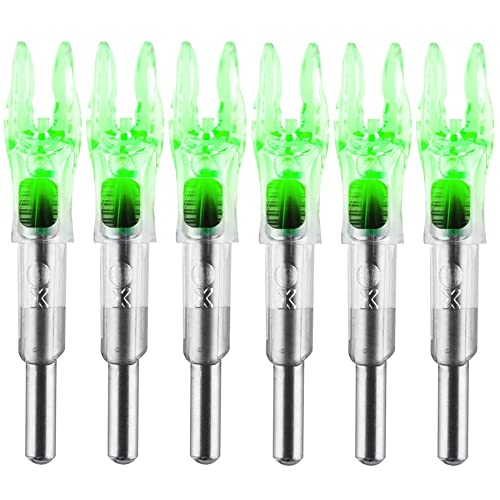 6PCS X Lighted Nocks for Arrows with .204 .233 .244 .246 Inside Diameter with H, S, GT Bushings High-Visibility LED Arrow Nocks, ON/Off Switch Included