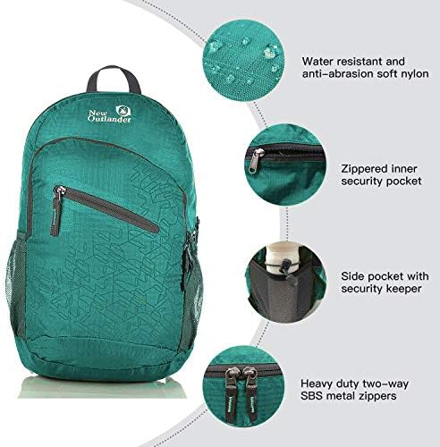 Outlander Packable Handy Lightweight Travel Hiking Backpack Daypack, Black