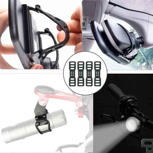4-Pack Bike Silicone Band,Bicycle Handle Bars Elastic Strap Bandage,Mount Band Holder for Fixing Tail Light,Recorder