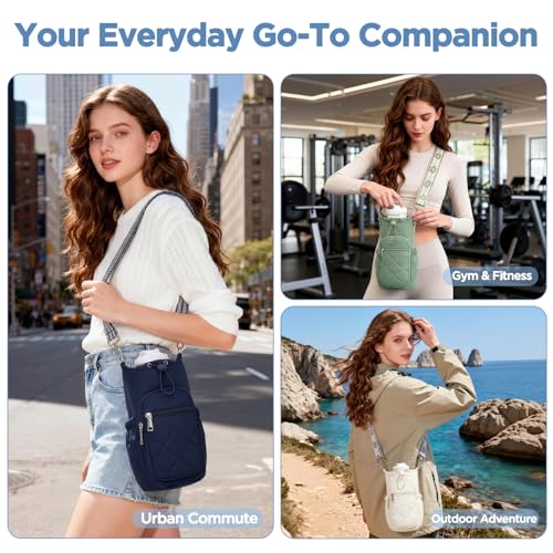 Crossbody Water Bottle Bag for Women - Antique Green Lightweight & Hands-Free