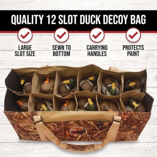 12 Slot Duck Decoy Bag with Water Drain System & Padded Shoulder Strap