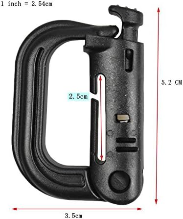 Jadedragon Multipurpose Tactical 360 Rotation D-Ring Clips/Locking Carabiner/Hydration Tube Clips/Elastic String Strap Management Tool for MOLLE Webbing Attachment Backpacks
