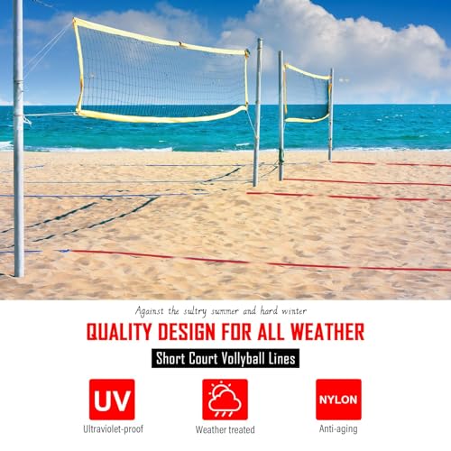 Short Court Beach Volleyball Boundary Lines 26.3' x 52.6' - Red & Blue