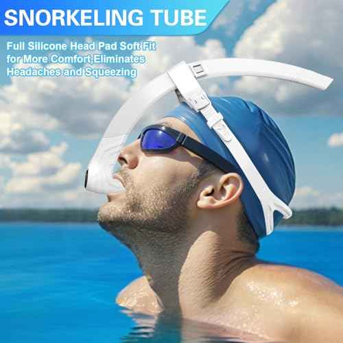 Greatever Swim Snorkel for Lap Swimming, Detachable Portable Swim Training Snorkel, Silicone Adjustable Headband, One Way Exhaust Valve, Unisex-Adult
