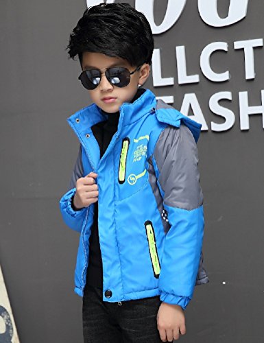 Vinmin Boys Winter Fleece Lined Hooded Jacket - Blue, 8 Years
