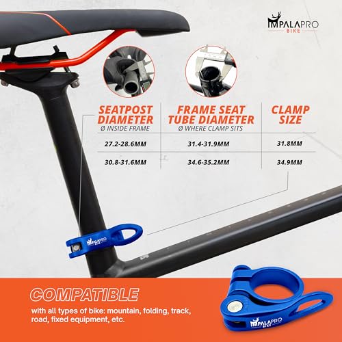 Blue Quick Release Bicycle Seatpost Clamp 31.8mm Aluminum CNC Lightweight