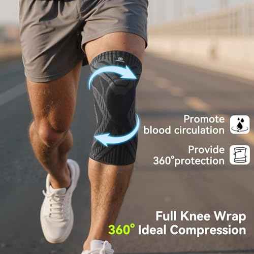 Knee Brace with Side Stabilizers for Women & Men, Compression Knee Sleeve with Gel Pad for Knee Pain Relief, Meniscus Tear, Arthritis, ACL, Injury Recovery, Knee Support for Running, Workout(Black, Large)