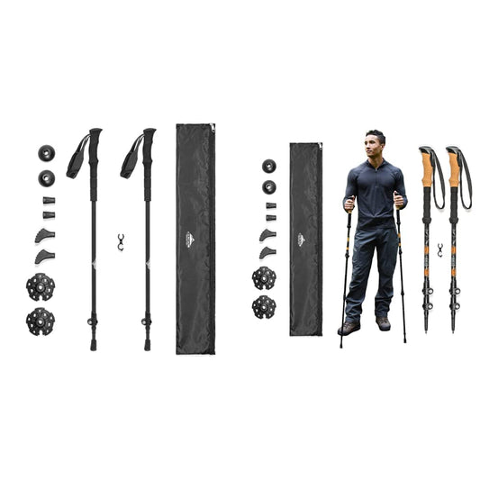 Cascade Mountain Tech Trekking Poles - Ultralight 2 Piece Carbon Fiber Walking or Hiking Sticks & Trekking Poles - Aluminum Hiking Walking Sticks