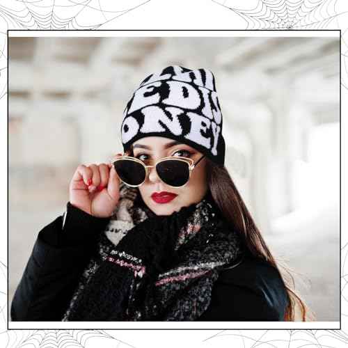 Ramede 4 Pcs Y2k Beanie - Double Sided Graphic Beanies for Men and Women, Acrylic Knitted Y2k Hats Accessories