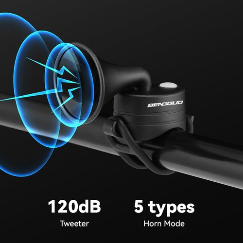Bike Horn,120dB Bicycle Bells IPX4 Waterproof Bike Bell Operated Electric Horn for Mountain/Road Bike/Scooters Adult and Kids