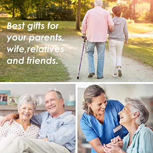 Adjustable Purple Walking Cane for Men & Women - Folding 5-Level Support