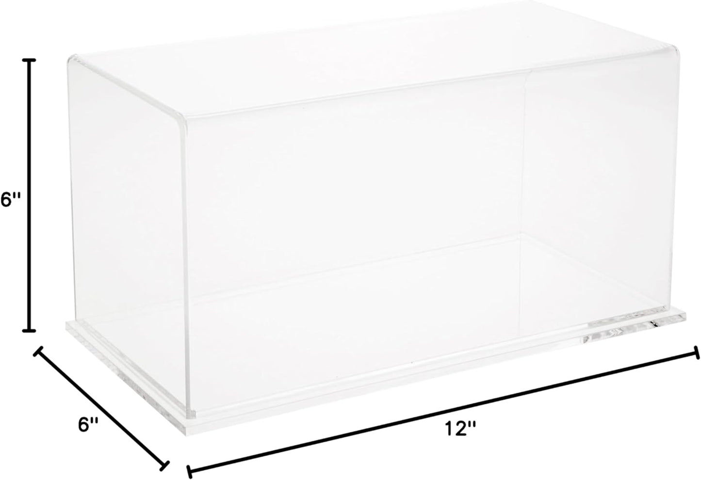 Plymor Clear Acrylic Display Case with Hardwood Base, 12" W x 6" D x 6" H
