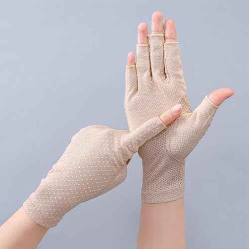 Women Driving Gloves Sun UV Protection Summer Outdoor Hiking UPF 50+ Glove Touchscreen Half-finger Glove
