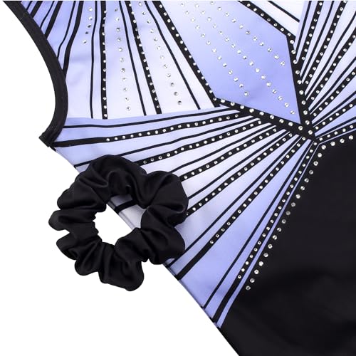 Girls Gymnastics Leotard with Shorts Cross Back Activewear 10-11 Years Bluish-Black Diamond Set