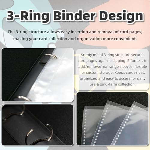 Multicolor Card Binder 4-Pocket Design 400 Card Capacity for Trading Cards