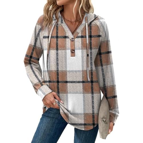 Womens Hoodies Pullover Sweaters Tunic Tops for Women Loose Fit Dressy Oversized Sweatshirt with Buttons