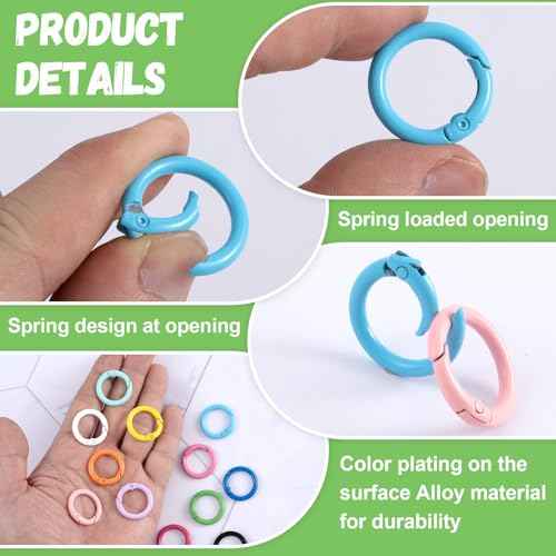 Spring O Rings,Round Keychain Carabiner Clips, Alloy Trigger Buckle DIY Accessories for Purse Keychains Keyrings Bag Lanyard Handbag
