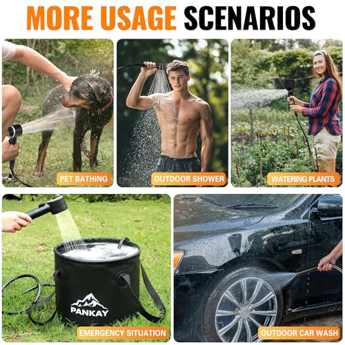 Rechargeable Portable Shower Pump for Camping with Foldable Water Bucket 8000mAh