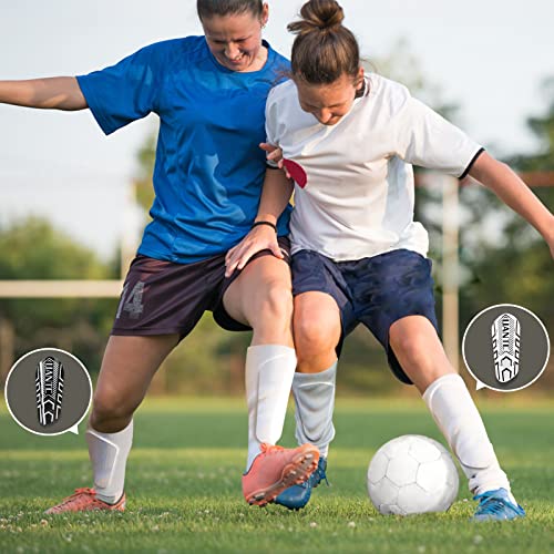 Kids and Adults Soccer Shin Guards with Cushion Protection - Black & White, 2 Pairs Small