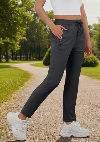 IWOLLENCE Women's Active Stretch Pants Large Dark Grey Quick Dry