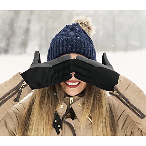 Women's Winter Touchscreen Gloves Black & Gray Medium - Warm & Windproof