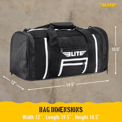 Elite Sports Boxing Gym Duffle Bag for MMA BJJ Gear - Black
