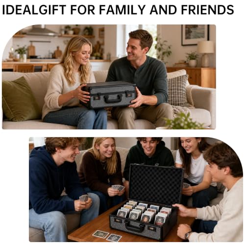 Trading Card Storage Box with 4 Rows and Carbon Fiber Finish - L Size