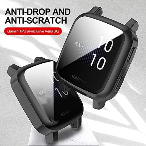 Suoman 3-Pack Garmin Venu Sq Screen Protectors Full Coverage Anti-Scratch TPU Bumper - Black+Black+Black