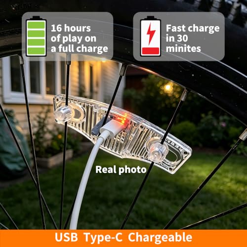 Rechargeable Color-Changing Bicycle Wheel Lights 2-Pack - Waterproof & Motion Sensor