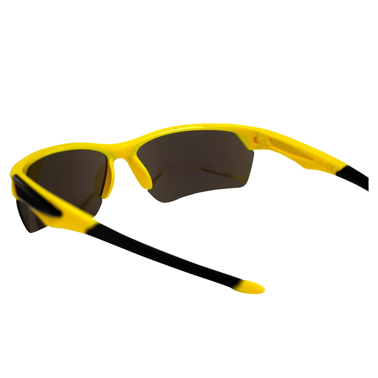 AlterImage Orion Wraparound Sports Retro Sunglasses for Men or Women Yellow Semi-Rimless Frame w/Coinjected Black Rubber Tips & G-Tech Blue Lenses