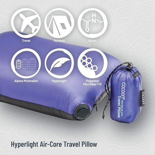 Hyperlight AirCore Support Travel Pillow - Dark Blue, Adjustable Inflatable