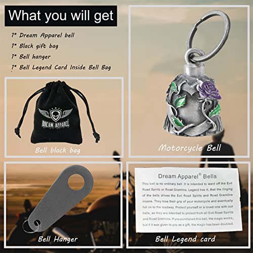 Purple Motorcycle Ride Bell for Bikers, Spirit Key Chain & Luck Accessory