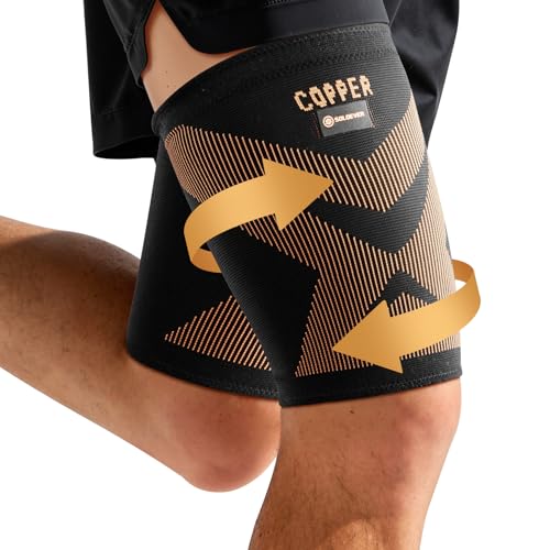 Copper-Infused Thigh Compression Sleeves - Black, Medical-Grade Support, 1 Pair