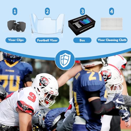 Football Helmet Visor Clear & Tinted 1 Pack - Easy Install & Game Day View