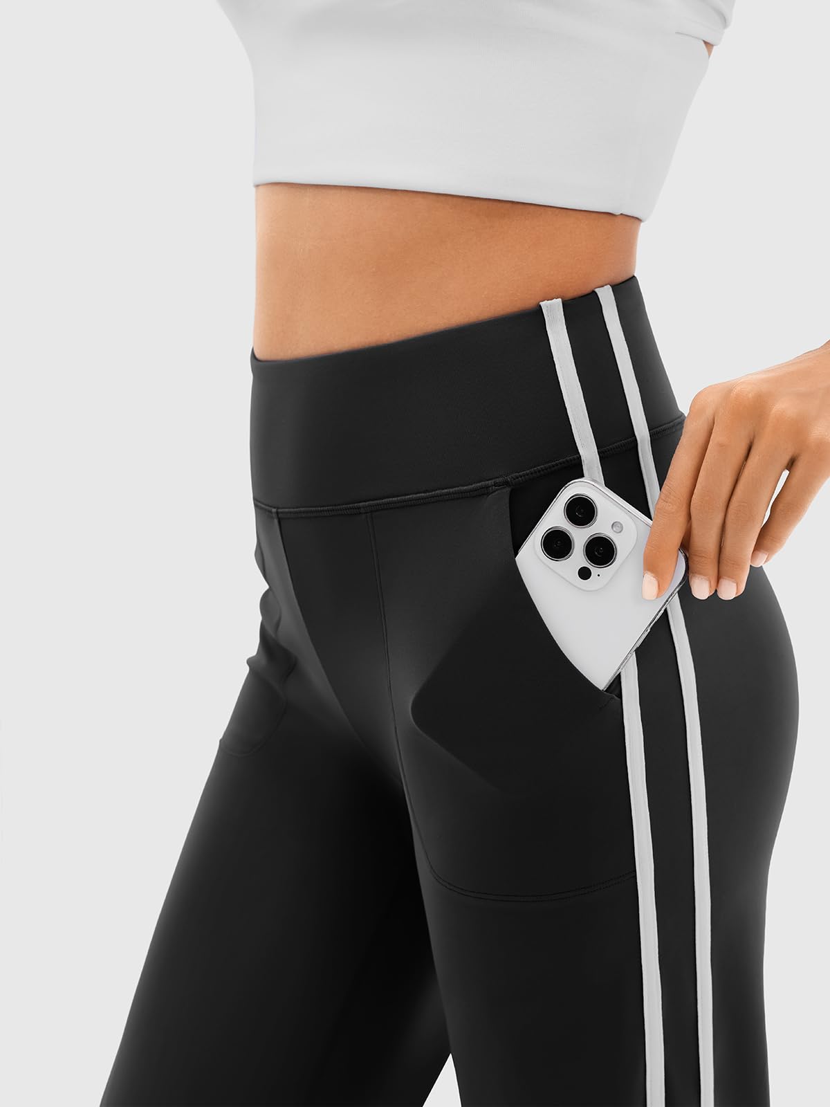 INNO MINT Wide Leg Track Pants Women, High Waisted Loose Yoga Sweatpants with Pockets, Contrast Trim Workout Trousers