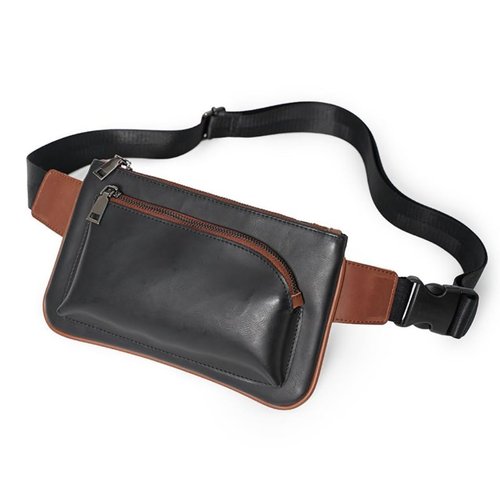 Bestsent Men's Leather Sling Bag,Chest Shoulder Backpack, Water waterproof Crossbody Bag (#03 Black&Brown)