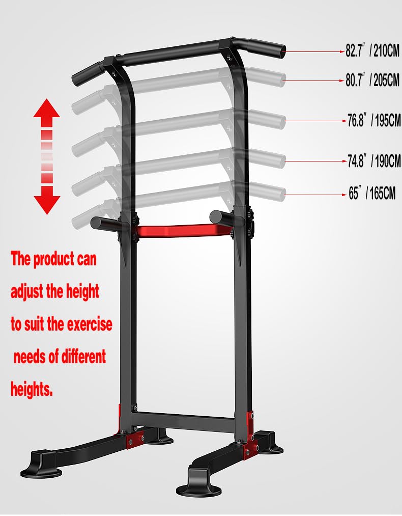 EASY BIG Power Tower Dip Station Pull Up Bar - Multi-Purpose Home Gym Equipment with Adjustable Height and Non-Slip Foot Pads - 330lbs Capacity