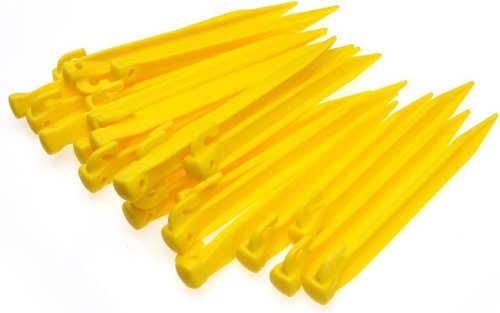 Heavy Duty 24pcs Plastic Tent Pegs, 9 225mm, Yellow